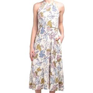 Rachel Zoe Dress Women Large Ivory Floral‎ Print Tiered Midi Boho Cottagecore